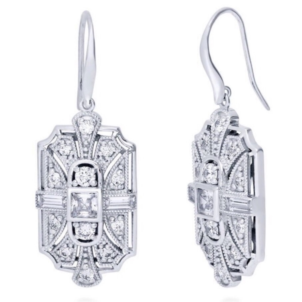 Crystal statement Art Deco CZ fishhook earrings